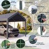 Portable garage with robust steel frame, waterproof PE cover, and dual doors for versatile outdoor storage solutions.