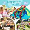 Inflatable Double Water Slide Park with obstacle course, featuring double slides, water cannons, and climbing wall for.