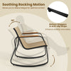Brown rocking bistro chair set with ergonomic design, breathable fabric, and non-slip pads for outdoor comfort.