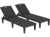 Set of 2 black outdoor PP chaise lounge chairs with 4-position adjustable backrests, ideal for poolside relaxation.