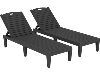 Costway Outdoor PP Chaise Lounge Chairs Set of 2 4-Position Adjustable Backrests 28795452 New