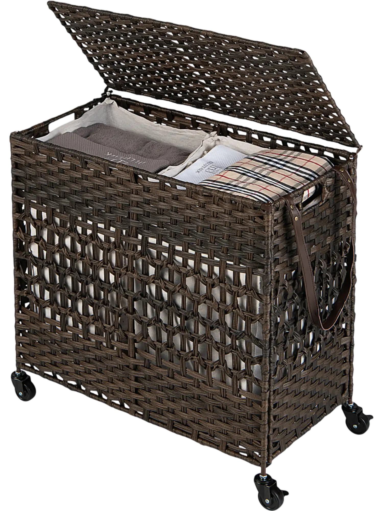 Costway 110L 2-Section Laundry Hamper w/ 2 Removable Washable Liner Bags 78495312 New