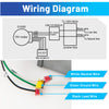 Wiring diagram for the 50/80/110 CFM ceiling mount bathroom fan showing black-lead, green-ground, and white-neutral.