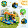 Inflatable bounce house water park with slide, climbing wall, and spacious pool for kids' summer fun and safety.