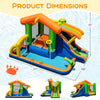 Inflatable bounce house water park with slide, climbing wall, and spacious pool for summer fun, measuring 151" x 108".