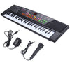 54-key kids electronic music piano with microphone, featuring 10 timbres, recording functions, and LED display for.
