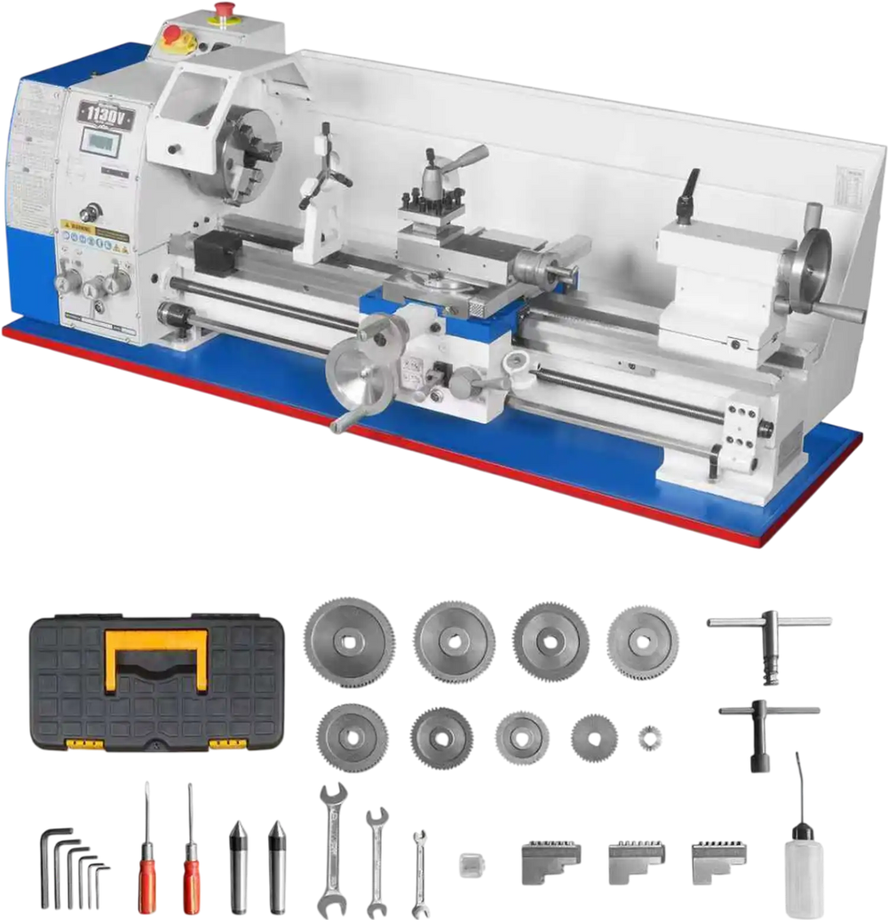 Metal Lathe Machine 11'' x 30'' High Precision Benchtop Brushless Motor 0-2000 RPM Variable Speed Metal Working Machine 2HP Small Lathe without Stand 1130V