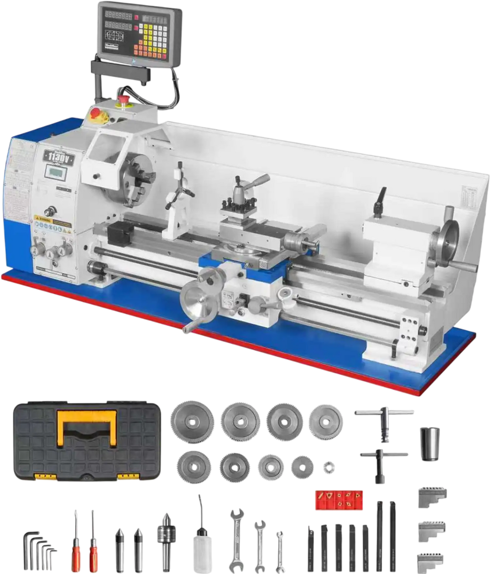 Metal Lathe Machine with DRO 11'' x 30'' High Precision Benchtop 0-2000 RPM Brushless Motor Variable Speed Metal Working Machine 2HP Small Lathe without Stand 1130VD