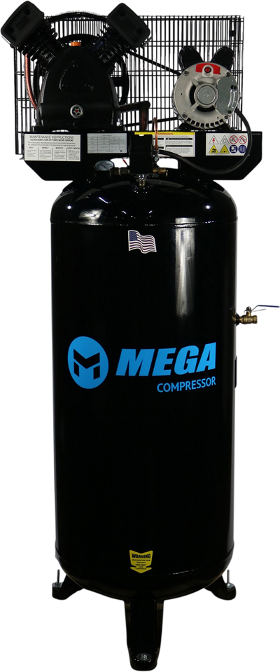 Mega Compressor Electric Air Compressor 60 Gal. Vertical 3 HP 150 PSI Single Stage MP-6060VU New