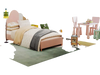 2-in-1 Kids Furniture Set: Twin Bed Frame & 3-Piece Activity Play Table and Chair Set