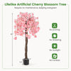 5.5 FT tall artificial cherry blossom tree with pink flowers and drooping design, ideal for weddings and balcony decor.