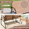 Rocking bistro chairs with breathable mesh fabric and heavy-duty metal frame, perfect for patio relaxation.