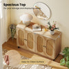 Buffet sideboard cabinet with 4 rattan doors, spacious top, and adjustable shelves for versatile storage and display.