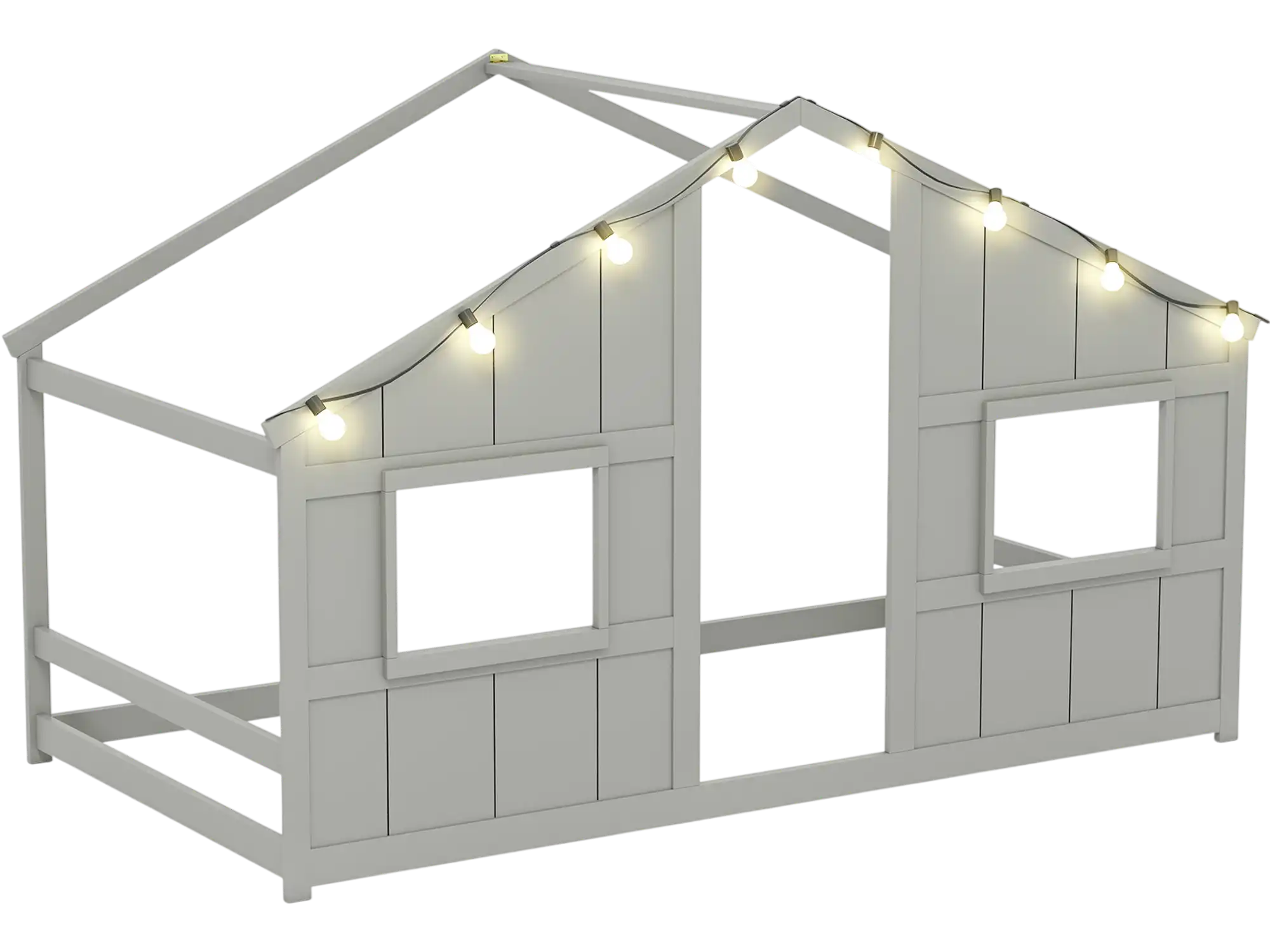 Costway Twin House Floor Bed w/ LED Lights Slat-Free Montessori 74372275 New