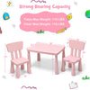 Kids' 3-piece activity table and chair set in pink, featuring ergonomic design and sturdy construction for safe play.