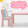 High backrest chair in pink for kids, promoting good posture while seated at the activity table for safe play and.