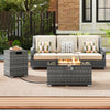 2-Piece Outdoor Rattan Fire Table Set 32 Inch Rectangle Gas Firepit with Tank Cover-Gray - Gallery View 1 of 11