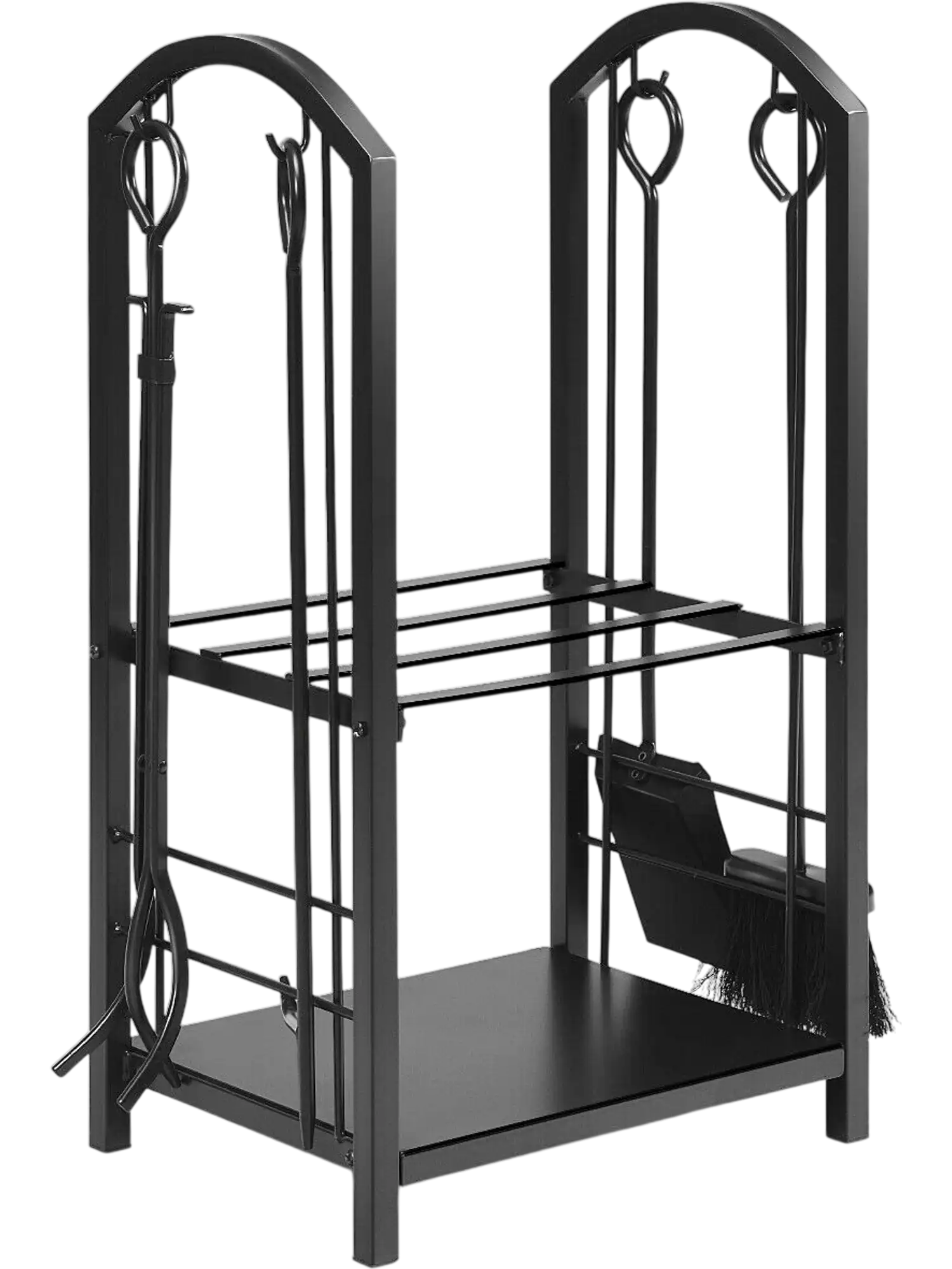 Costway Fireplace Log Rack w/ 4-Piece Fireplace Tools 56341097 New
