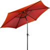 9 ft orange patio umbrella with crank, featuring a stable steel pole and UV protection, ideal for outdoor use.