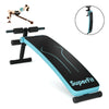 Adjustable blue folding weight bench for sit-ups, featuring ergonomic design and four incline positions for versatile.