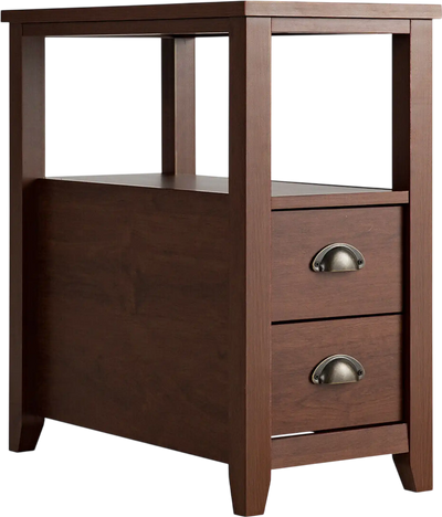 Costway Rectangular Wooden Nightstand Side Table w/ 2 Drawers & Shelf 23.5 x 12