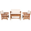 Loveseat from the 4 Pieces Patio Solid Wood Furniture Set in beige, featuring a sturdy acacia wood frame and soft.