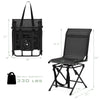 Foldable 360-degree swivel chair in black with iron frame, designed for outdoor use and supports up to 330 lbs.