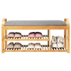 3-tier bamboo shoe rack bench with cushion, ergonomic design, holds up to 330 lbs, ideal for entryway or bedroom.