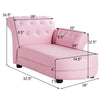 Pink Armrest Relax Chaise Lounge Kids Sofa showcasing dimensions, featuring a solid wood frame and high-density sponge.