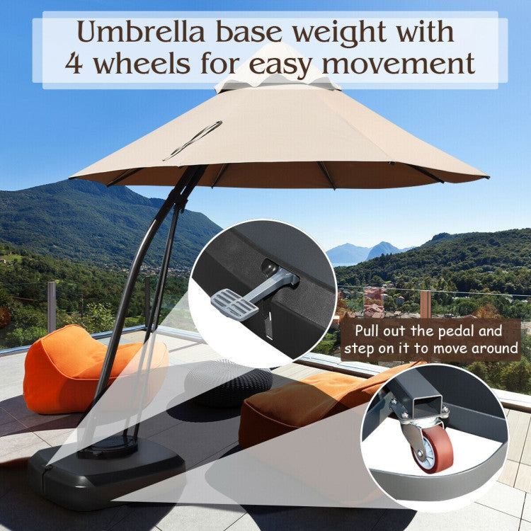 Costway Outdoor Cantilever Umbrella 11 Ft. with Base and Wheels New