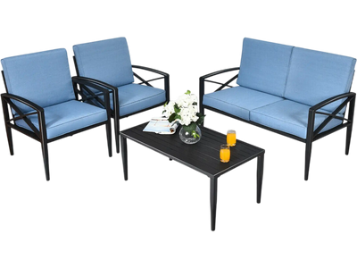 Costway 4-Pc Patio Furniture Set Aluminum Frame Cushioned Sofa 68451239 New