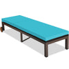 Turquoise patio chaise lounge chair featuring a durable metal frame and comfortable cushion, ideal for beachside.
