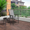 Gray folding textilene chair with armrest and steel frame, perfect for outdoor camping and gatherings.