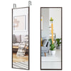 Full-length coffee metal door mirror with adjustable hooks, perfect for wall-mounting or door hanging in any room.