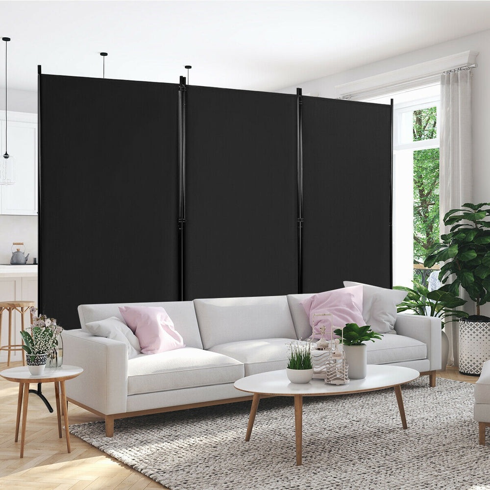 3-Panel Room Divider Folding Privacy Partition Screen for Office Room-Black - Gallery View 1 of 12