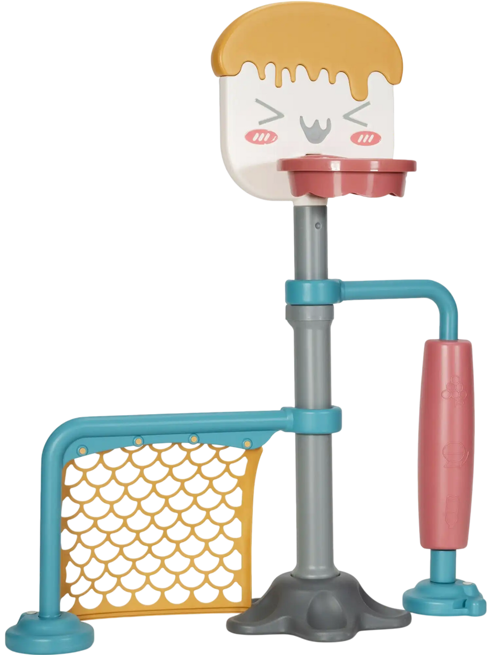 3-in-1 Height Adjustable Basketball Stand Set with Soccer and Roller