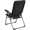 Black patio folding chair with adjustable backrest, made of steel and oxford fabric, perfect for outdoor relaxation.