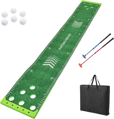 Costway 11' Putting Green Mat w/ 2 Adjustable Putters & 6 Balls 793648512 New