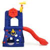Freestanding kids slide with basketball hoop, ring toss, and smooth curved slide for safe indoor and outdoor play.