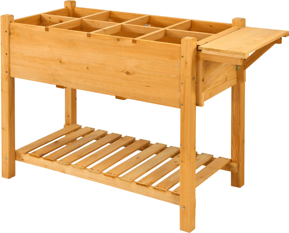 Elevated Planter Box Kit with 8 Grids and Folding Tabletop