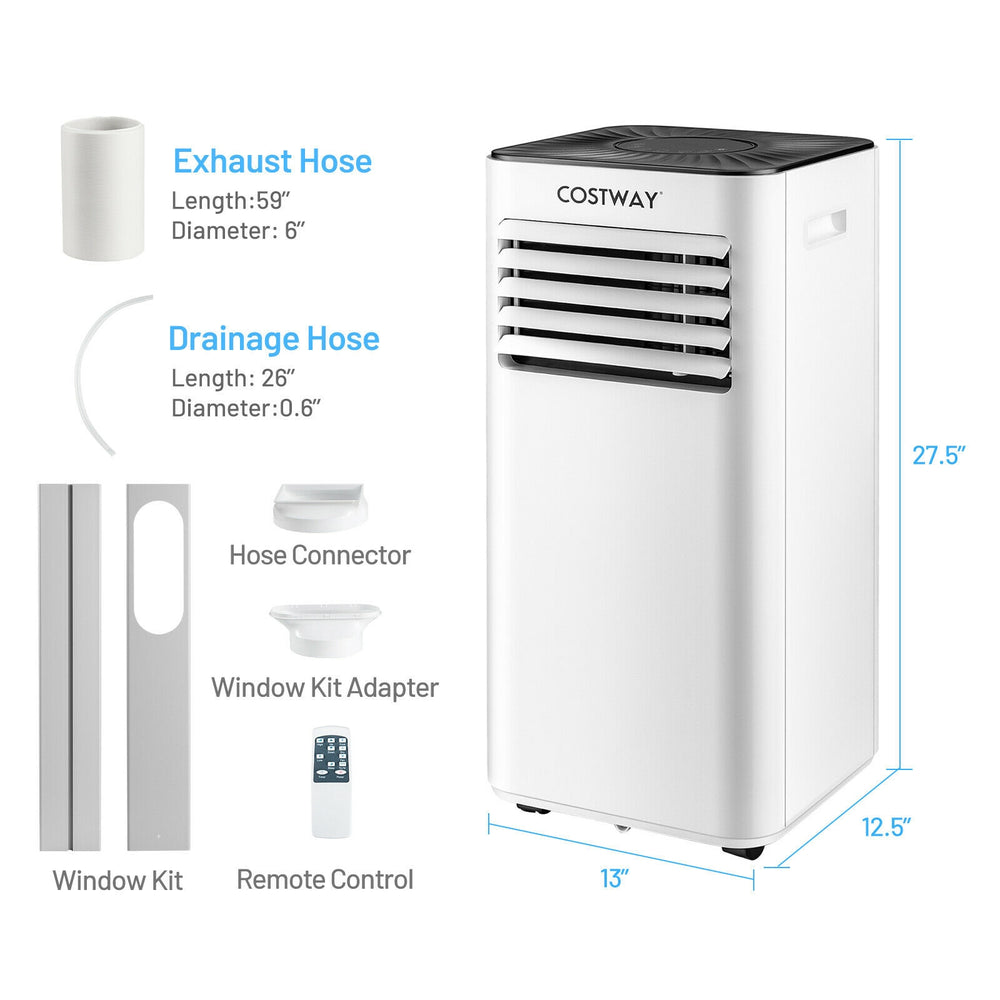 Portable air conditioner with remote control, 10000 BTU, 3-in-1 design, and 24H timer for versatile cooling solutions.