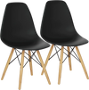 Set of 2 black mid-century modern dining side chairs with ergonomic design and wood legs for stylish dining decor.