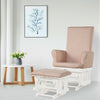 Pink Baby Nursery Relax Rocker with cushioned ottoman, featuring a solid wooden frame for stability and comfort.