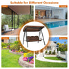 Outdoor 3-seat porch swing with adjustable canopy and cushions, perfect for garden, backyard, or poolside relaxation.