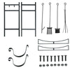 30-inch firewood rack with 4 tool set, including kindling holders, designed for indoor and outdoor use.