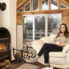 U-shaped 17-inch firewood rack made of heavy-duty steel, perfect for indoor or outdoor wood storage and display.