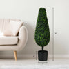Artificial tower-style topiary tree, 34" tall, UV resistant, perfect for indoor or outdoor decor.
