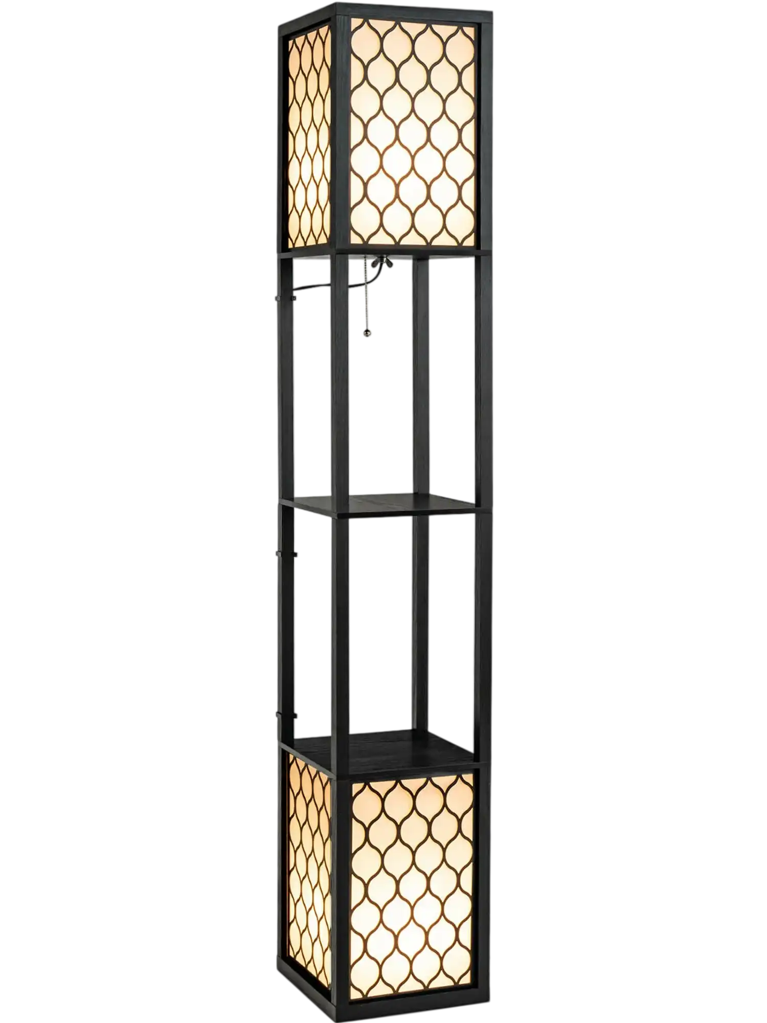 Costway Modern Shelf Floor Lamp Double Pull Chain Foot Switch 93048562 New