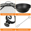 Mesh cover with handle and heat-resistant fire bowl for the 35.5 feet patio fire pit dining table, ideal for outdoor.