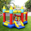 Colorful Kid's Inflatable Bouncer with jumping area, slide, and mesh walls for safety, ideal for outdoor fun.